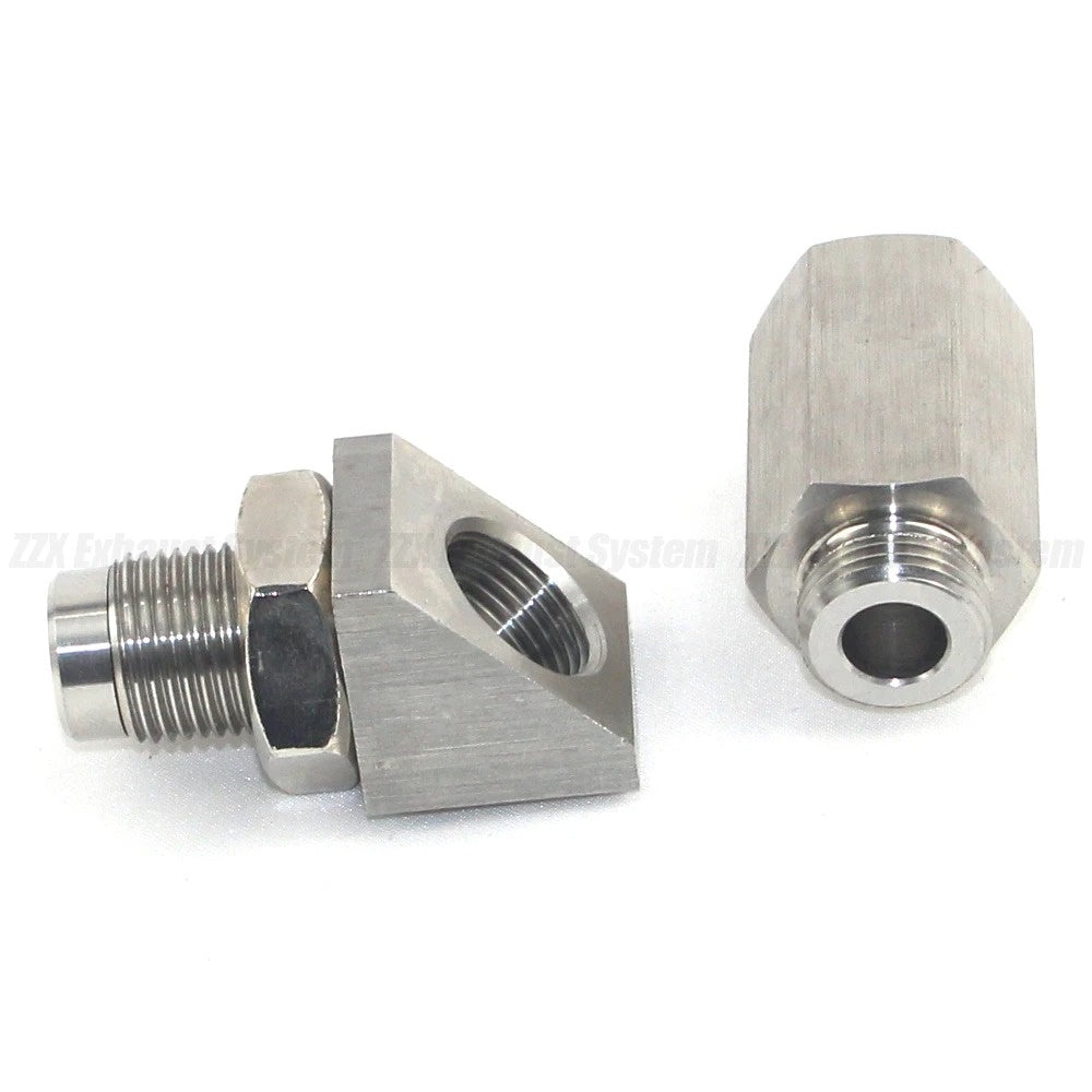 Universal 45° O2 Sensor Spacer Adapter 304 Stainless Steel with Catalytic Converter for Automotive Exhaust
