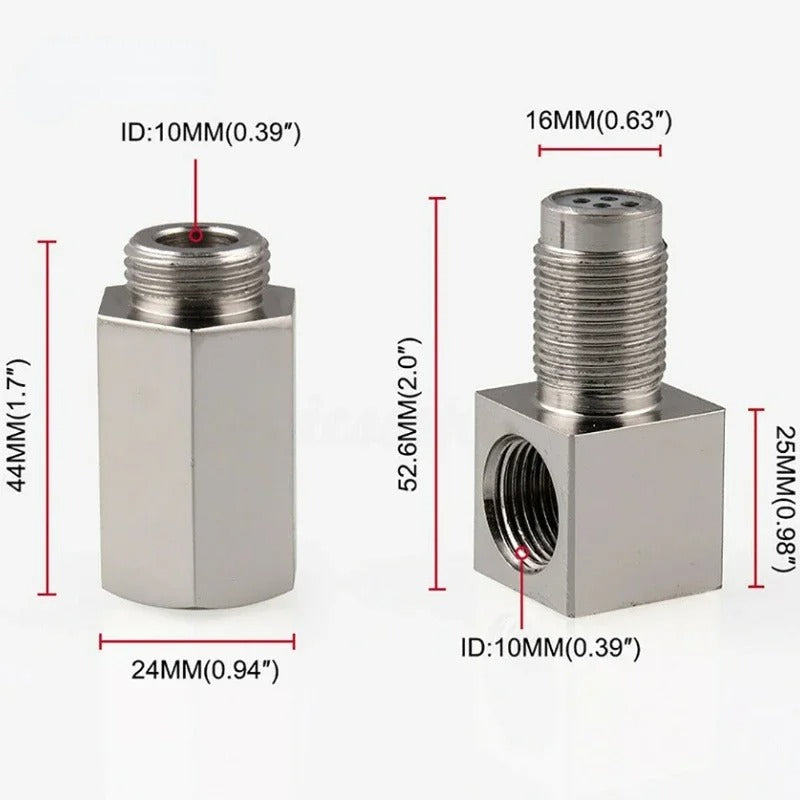 90° Exhaust Oxygen Sensor Adapter M18 x 1.5 Mini Catalyst Rear O2 Spacer Universal Fit