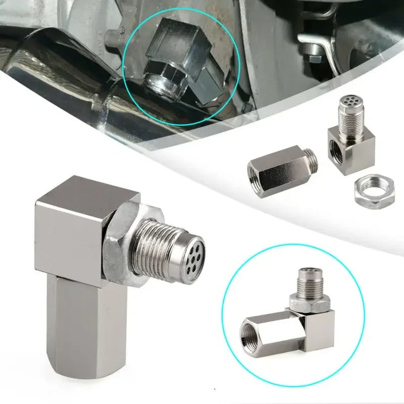 Exhaust Catalyst Rear Oxygen Sensor Spacer 90 Degree Mini Catalyst Lambda O2 Adapter CEL Fix, M18*1.5 Universal