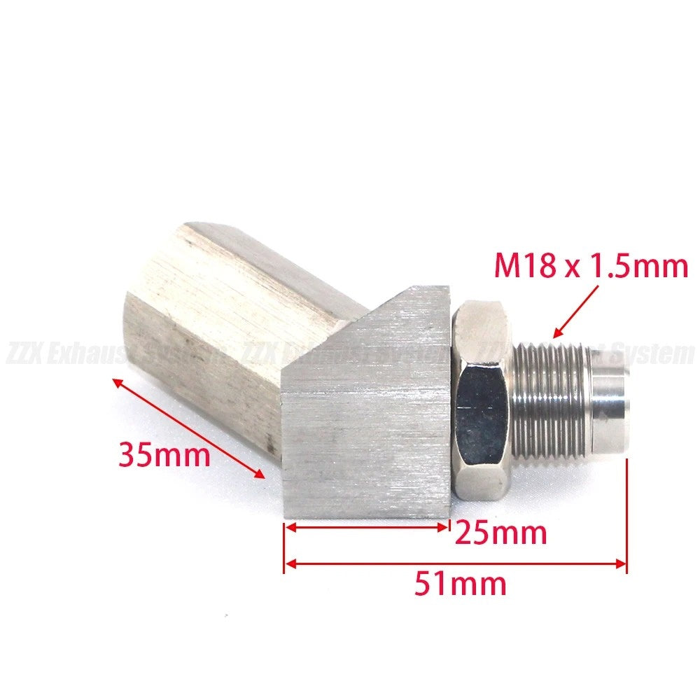 Automotive 45° Oxygen O2 Sensor Spacer Extension 304 Stainless Steel with Mini Catalytic Catalyst