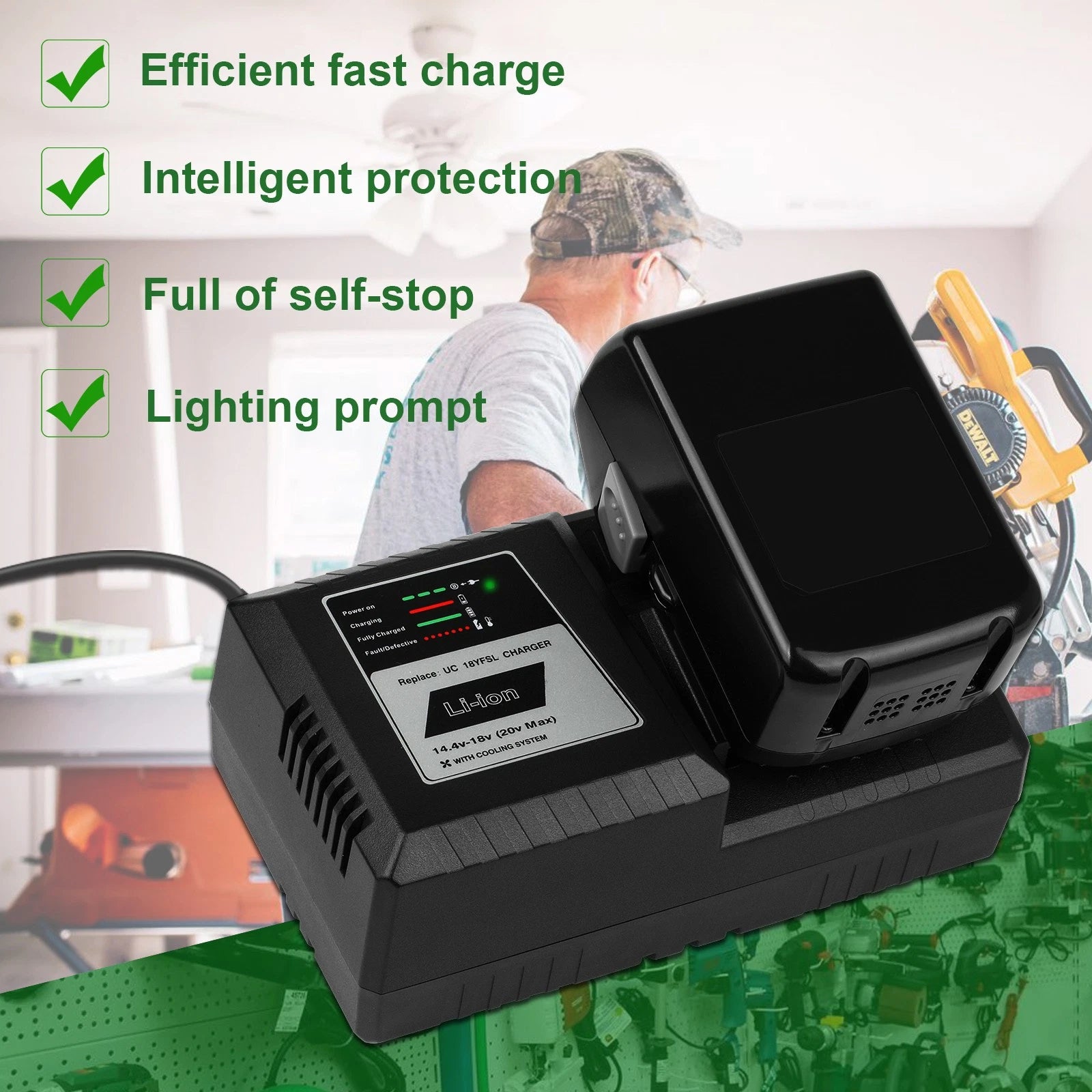 Battery Charger For Hitachi 14.4V- 18V Li-Ion UC18YFSL UC18YSL3 BSL1815 BSL1820