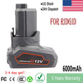 6.0Ah Battery For RIDGID AC82048 R82048 R86048 130446011 12V Li-ion Power Tools