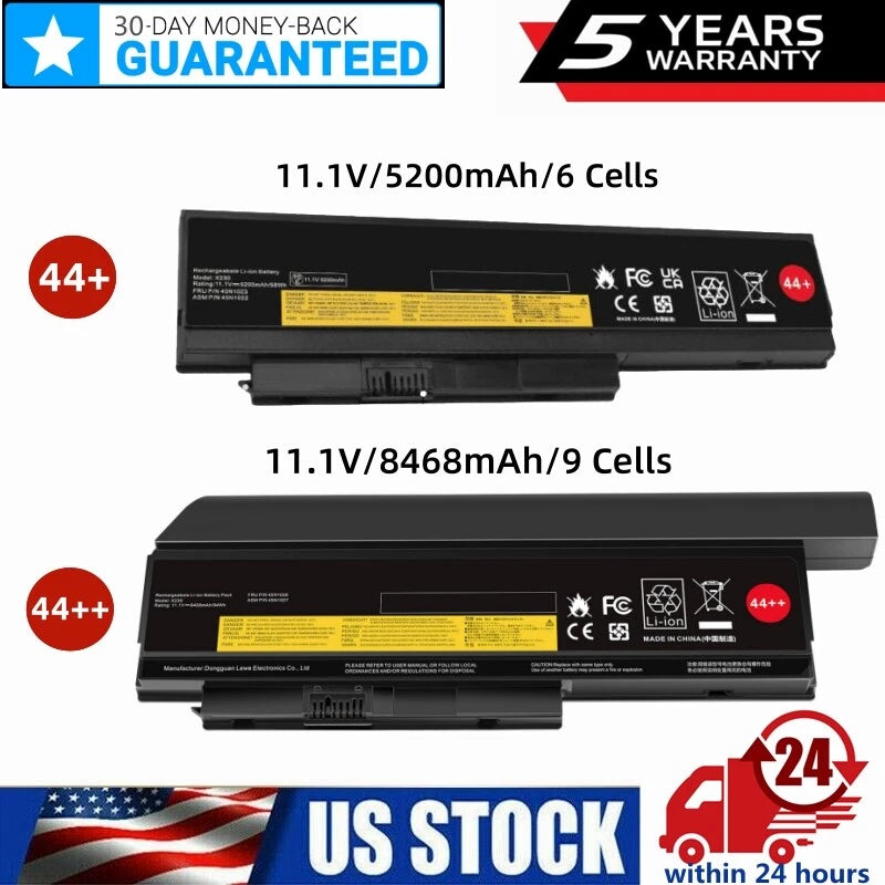44++ X230 Battery For Lenovo ThinkPad X220 220i X220s x230i 45N1023 45N1027 97Wh