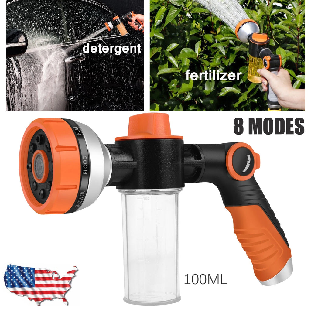 Foam Sprayer Gun, Pressure Nozzle for Car Wash, Watering, Pet Shower with Bottle