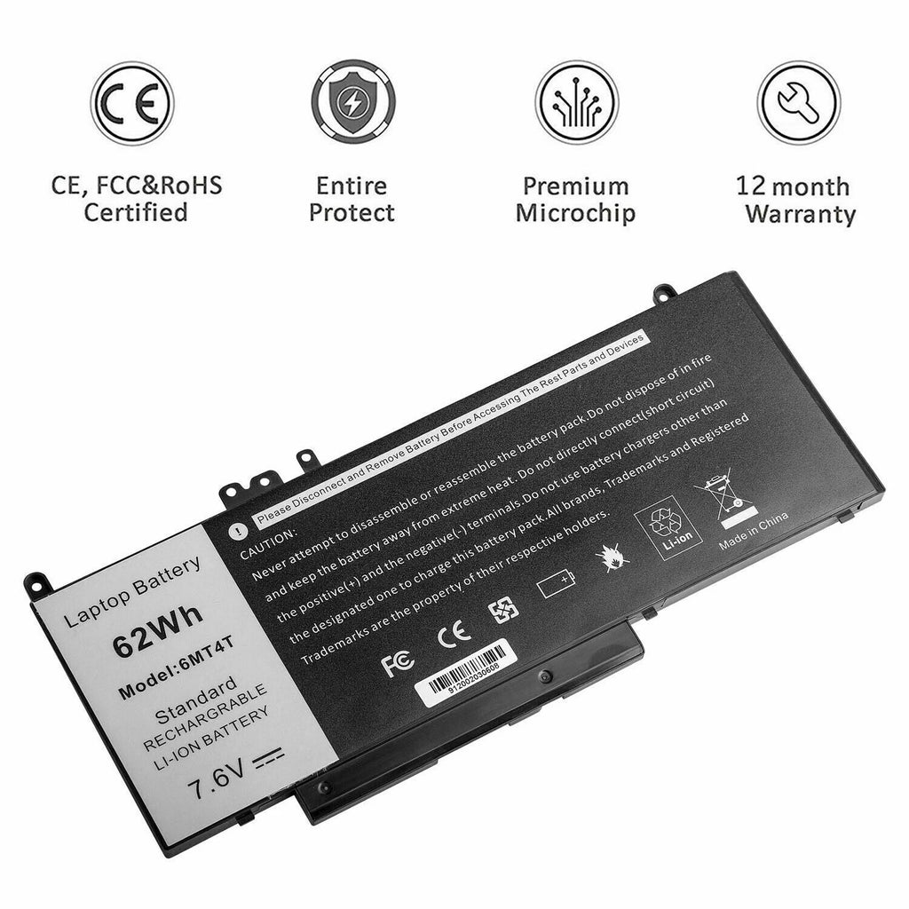 62Wh 6MT4T Battery for Dell Latitude E5470 E5570 Precision 3510 79VRK 7V69Y