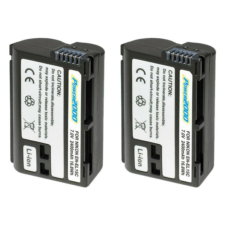 2x EN-EL15C Battery for Nikon D500, Z 7, D750, D850, D7200, D780 Cameras