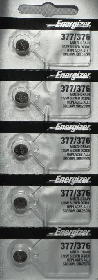 5 x FRESH Energizer 377 376 WATCH BATTERY SR626SW SR626W Silver Oxide Battery