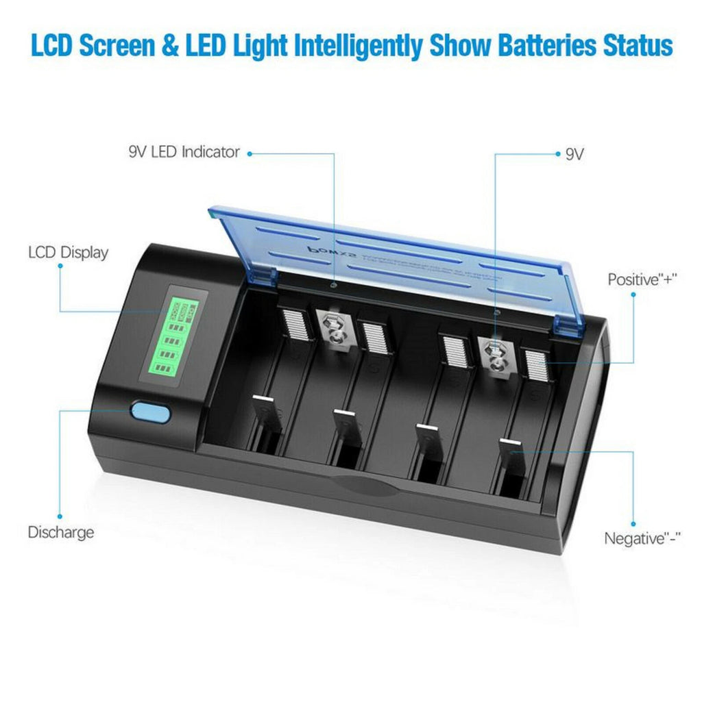 EBL Universal Battery Charger w/ 4 D size cell 10000mAh w/cases 1.2v NI-MH