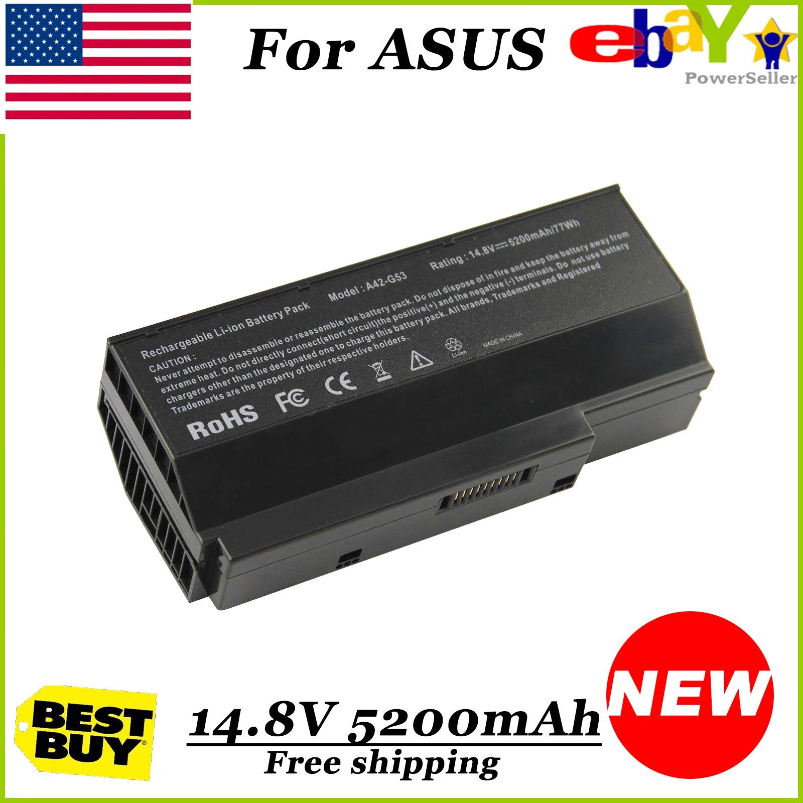 Battery for ASUS G73 A42-G73 G73-52 G73JH G73JW G73j G53 G73SW G53S 5200mAh