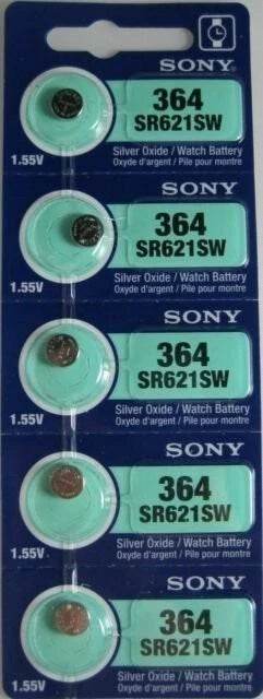 SONY 364 SR621SW watch battery japan FRESH 621 **5 PCS**