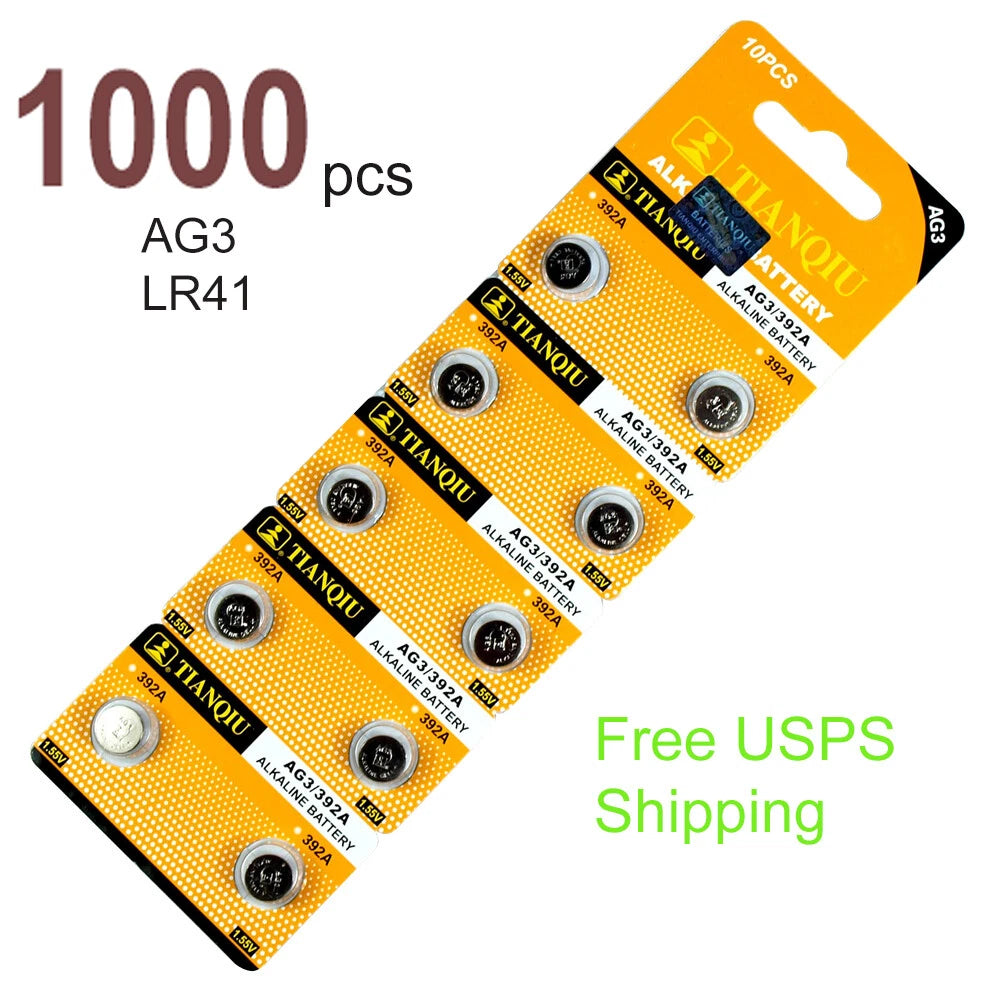1000 PCS LR41 AG3 392 LR736 1.5V 0%Hg Alkaline Battery for Watch Remote