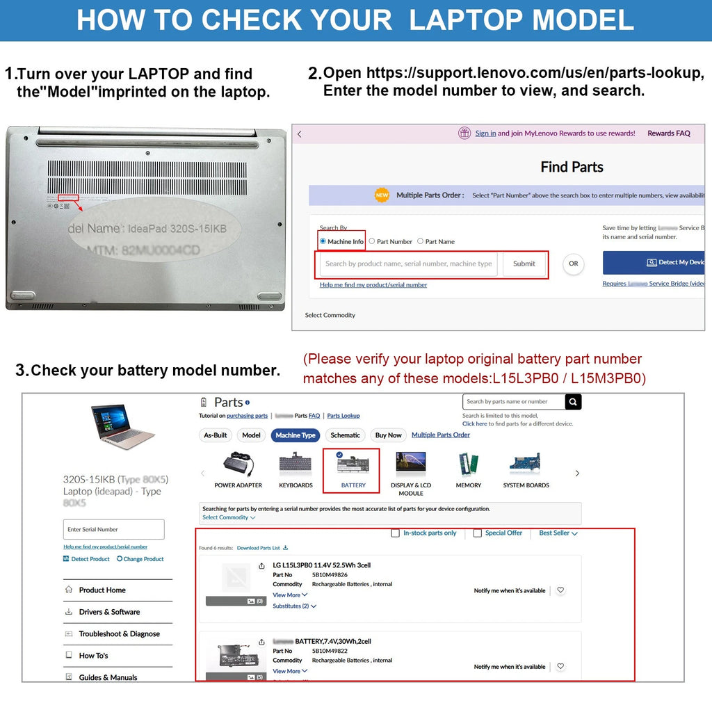 Replace L15L3PB0 Battery For Lenovo IdeaPad L15M3PB0 320S-15ABR 330S-15IKB 52.5W