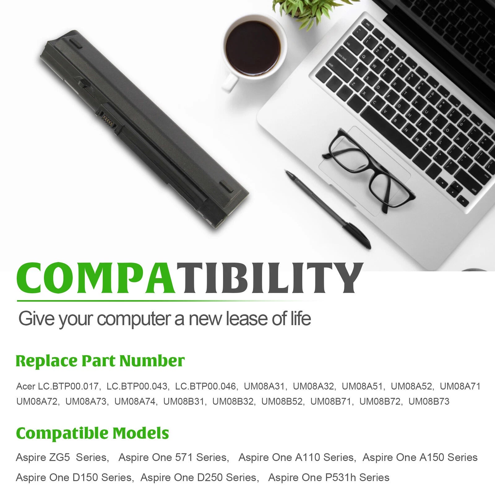 LOT Battery For Acer Aspire One A110 A150 D150 D250 ZG5 531 UM08A31 UM08A51 58WH
