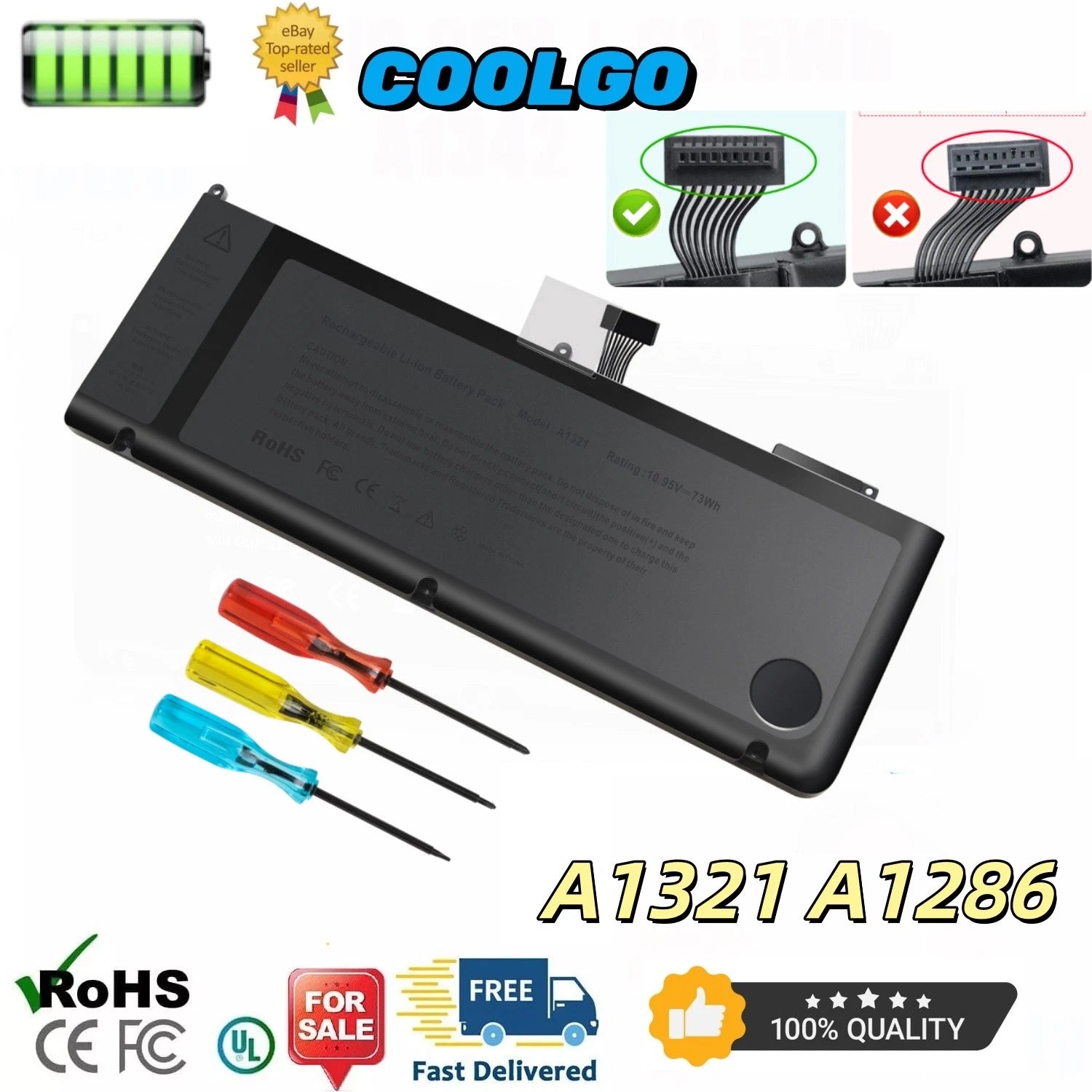 A1321 Battery for Apple Macbook Pro 15 inch A1286 ( Mid 2009 2010) MC372LL/A