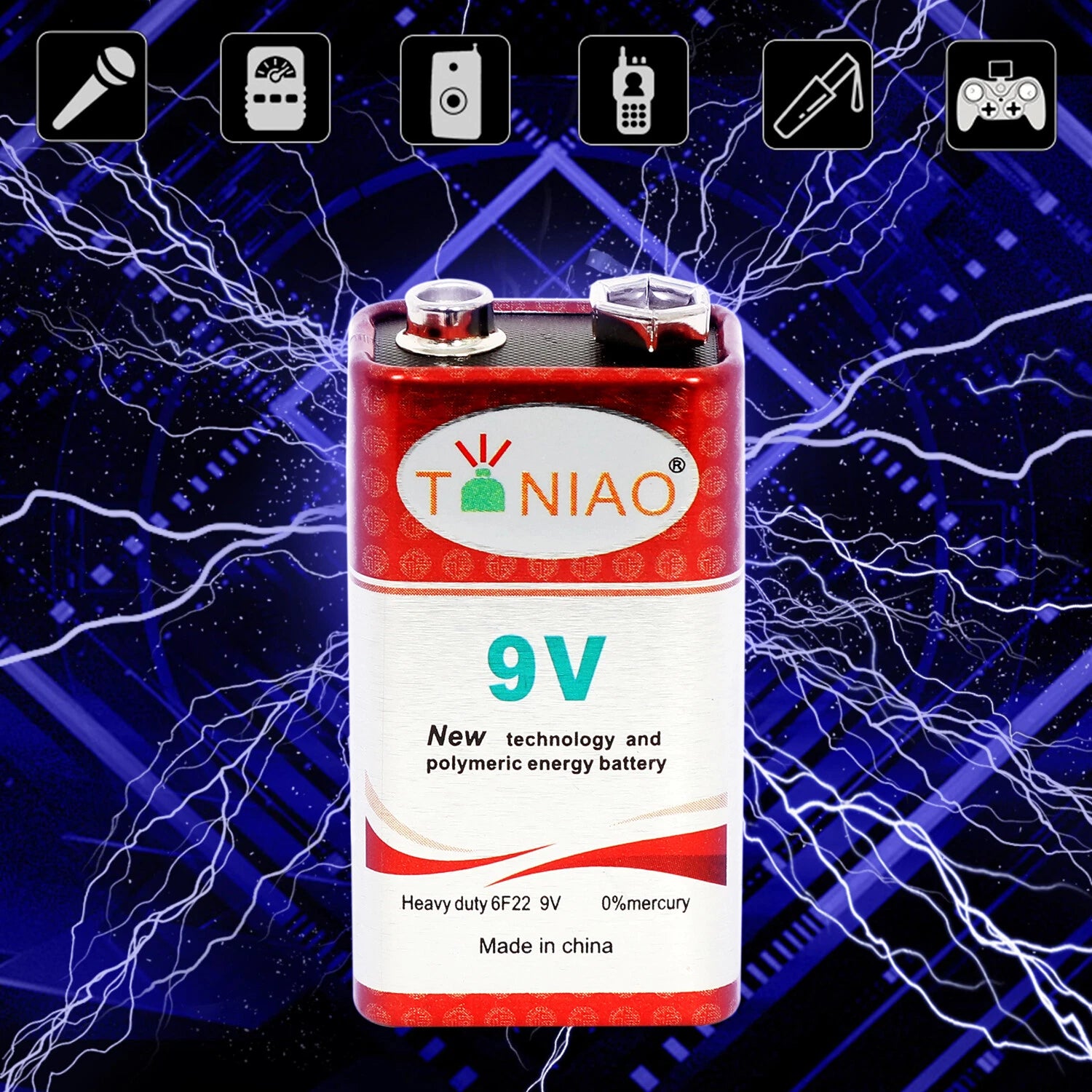 10 PCS 9V 6F22 9 Volts Heavy Duty Battery Zinc Carbon 0% Mercury Free Shipping