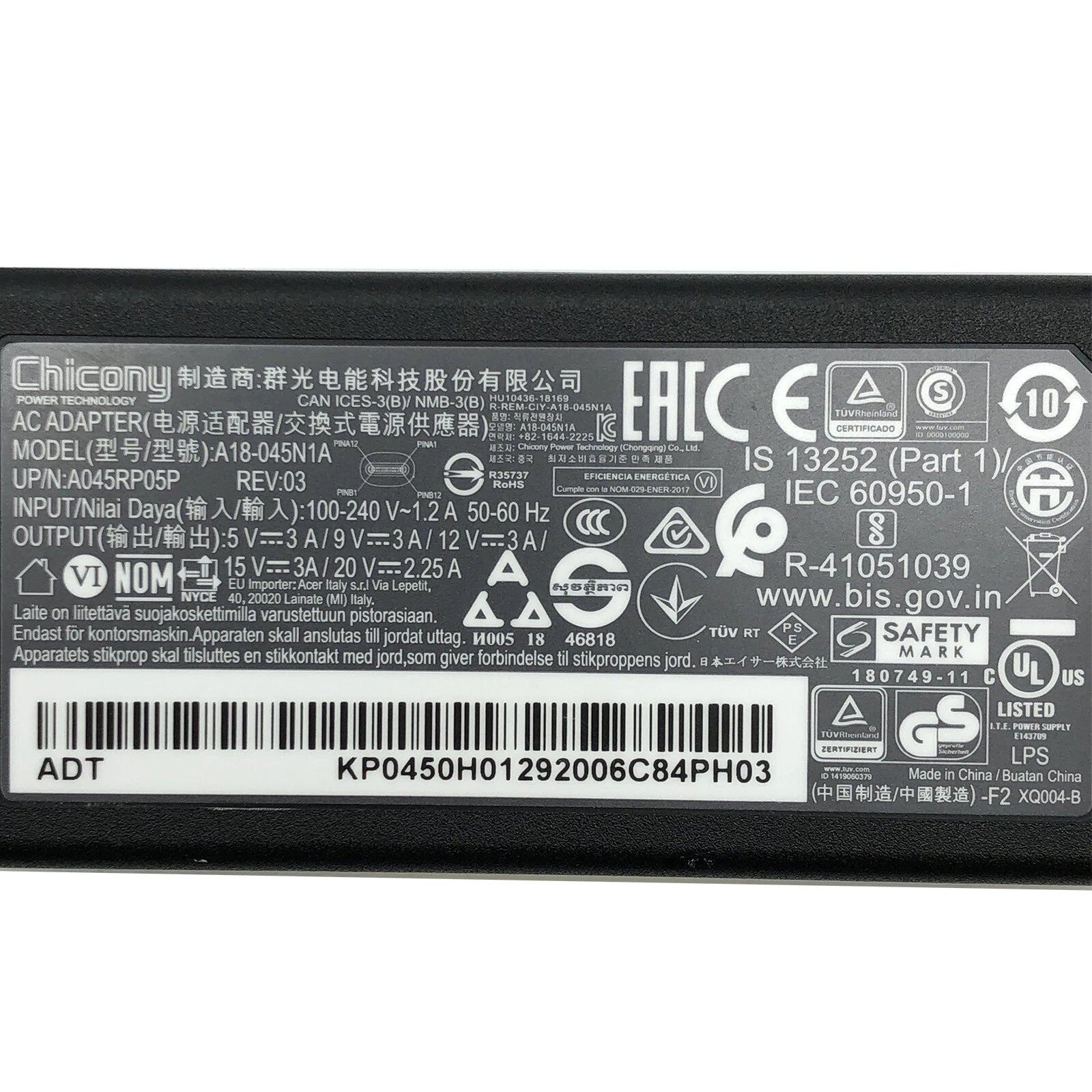 NEW Genuine AC Power Supply Adapter for Acer CB5-312T-K8Z9 CB5-312T-K5X4