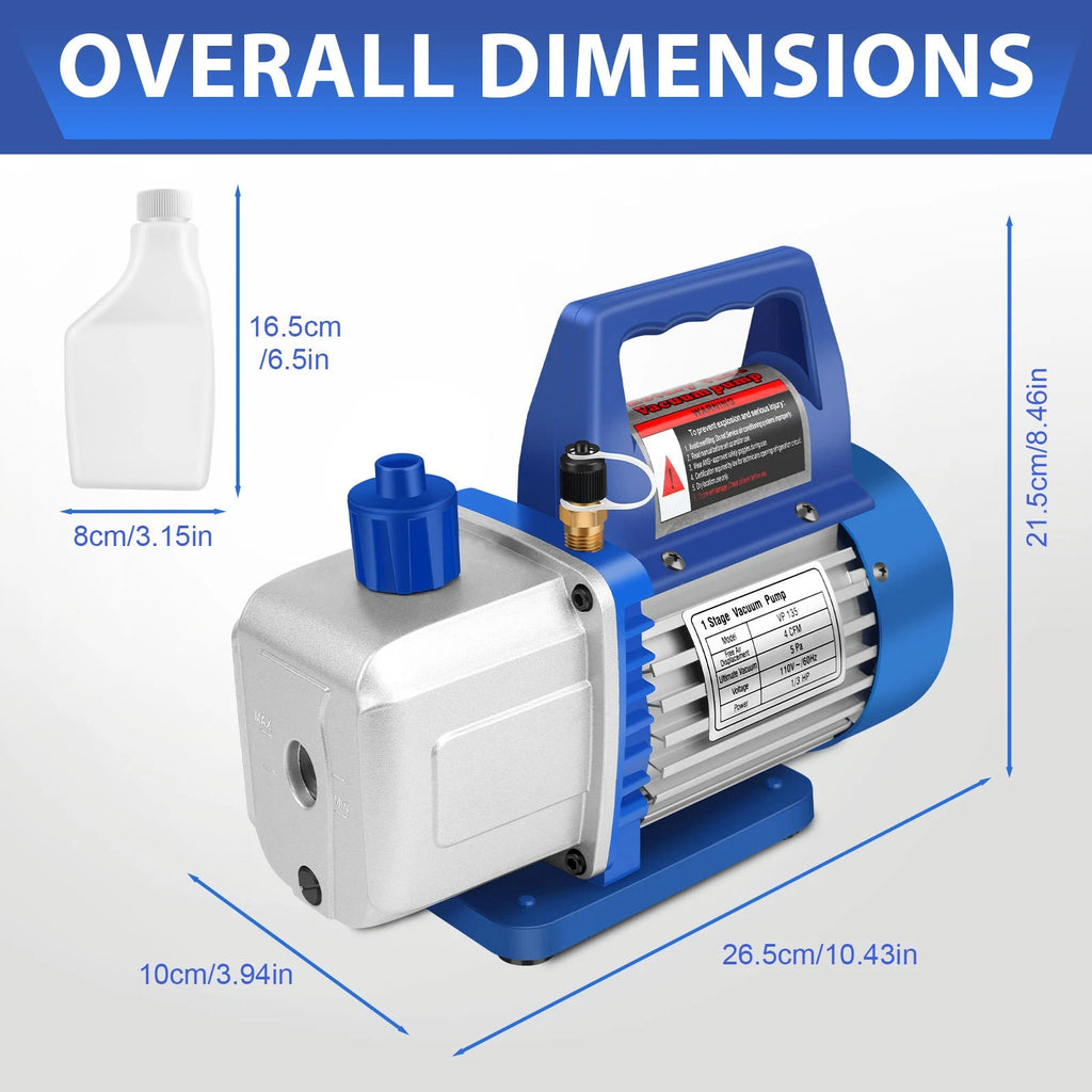 4 CFM 1/3 HP Single Stage Vacuum Pump 110V-120V AC Air Conditioner for HVAC US