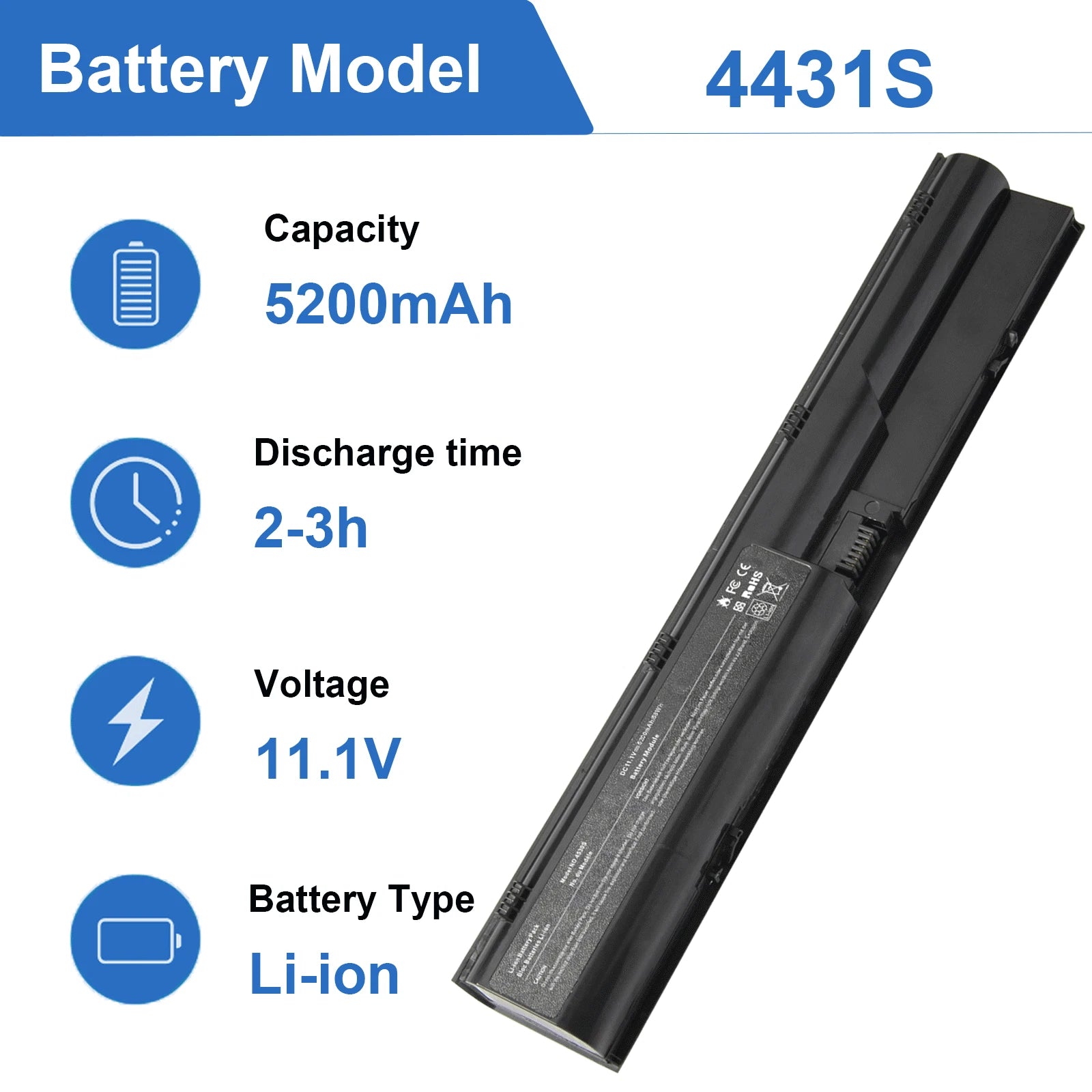 New PR06 5200mAh Battery for HP ProBook 4330s 4331s 4431s 4436s 4540s