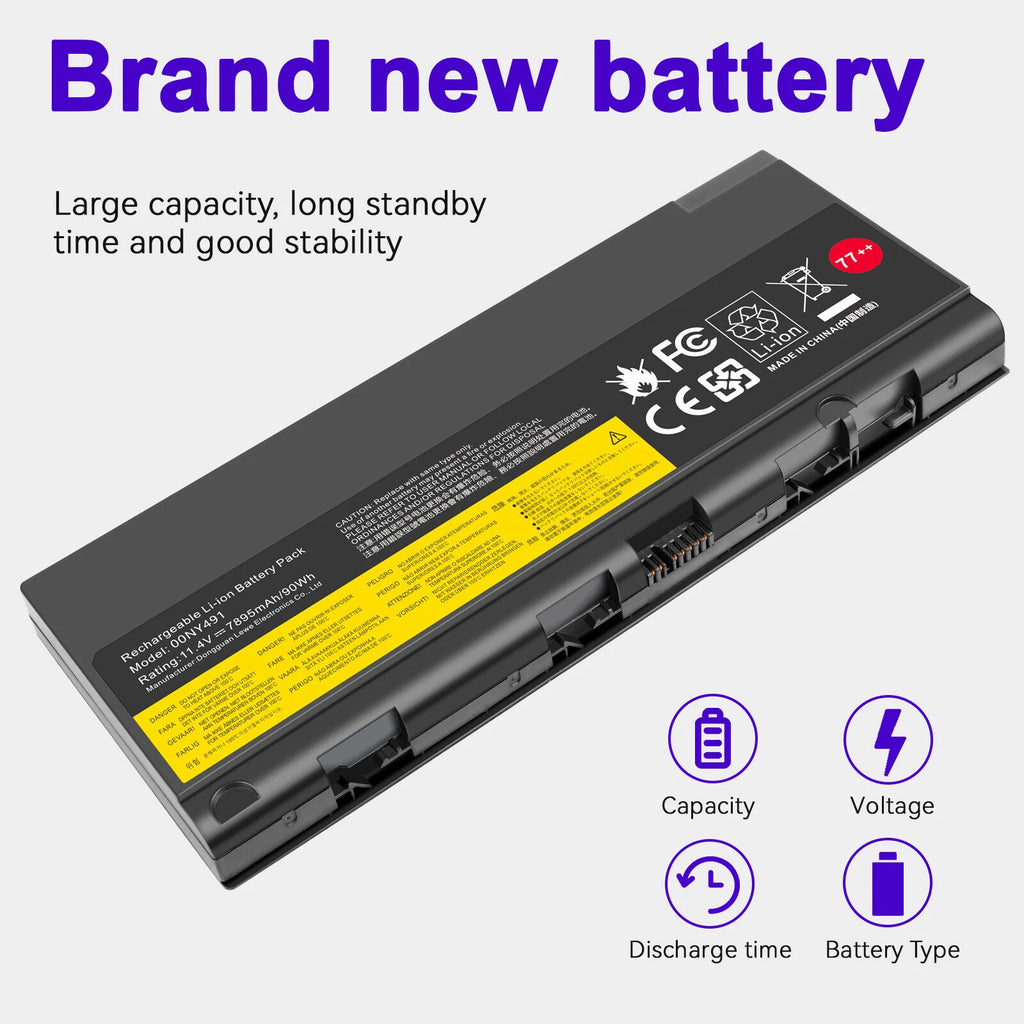 01AV477 00NY493 77+ Battery For Lenovo Thinkpad P50 P51 P52 01AV495 00NY490 90Wh
