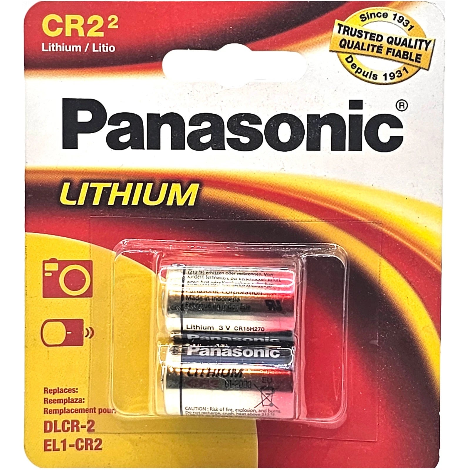 2pk Panasonic 3V CR-2 Photo Lithium Battery Compatible With EL-CR2 GPCR RLCR2
