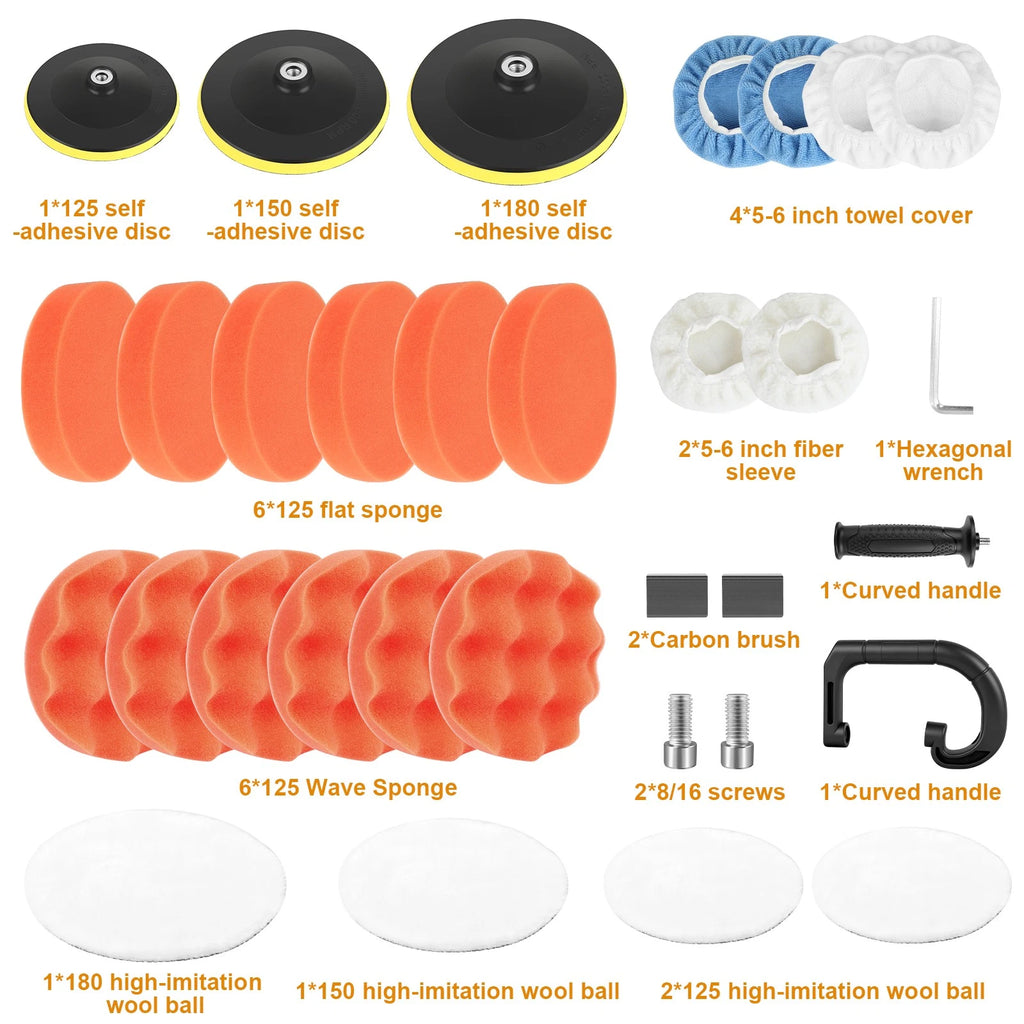 ??2000W Rotary Car Polisher Buffer Sander w/ 5" 6"7"Polishing Machine Waxer Pad