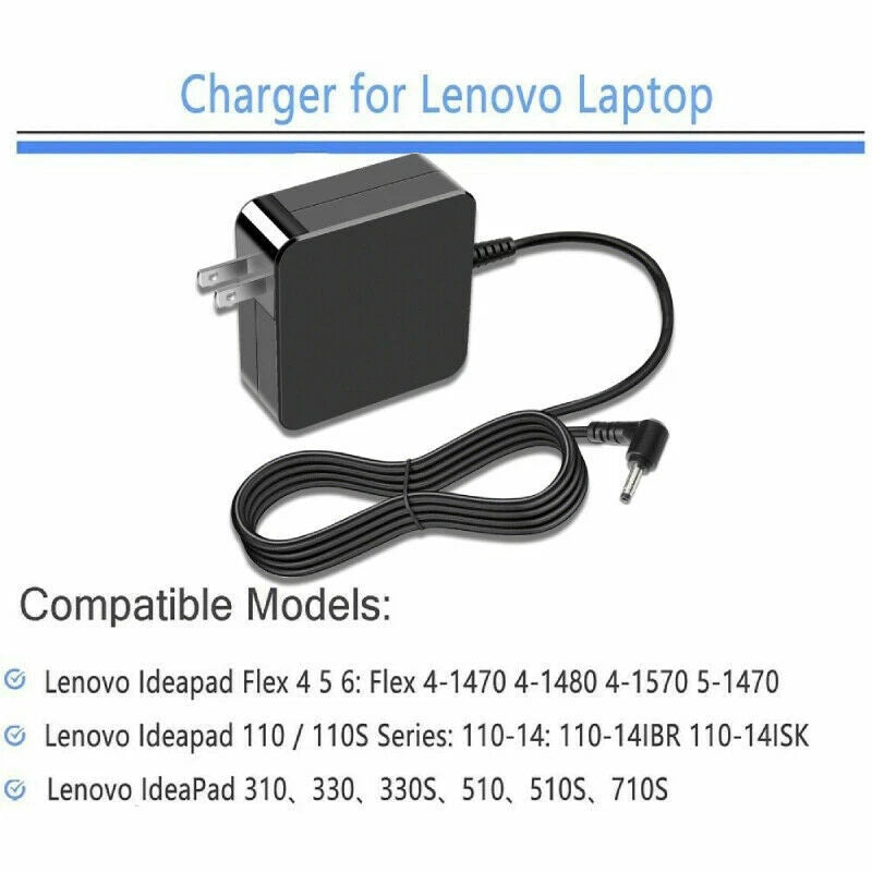 For Lenovo 65W Laptop Charger - Round Tip AC Wall Adapter (GX20L29355),black