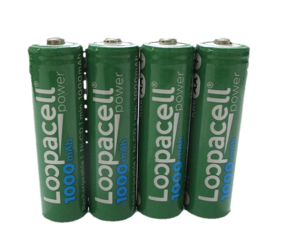 4 Loopacell AA Ni-CD 1000mAh 1.2V Rechargeable for Solar Lights Batteries