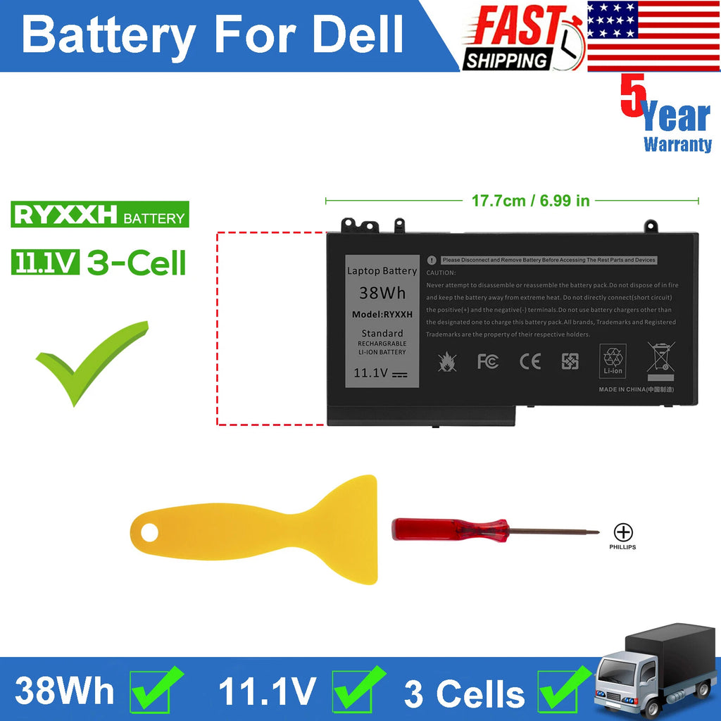 RYXXH Battery for Dell Latitude E5250 E5450 11 3150 3160 Series Type 9P4D2 R5MD0