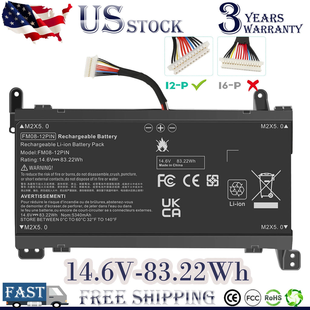 12Pin FM08 Battery for HP OMEN 17-an1xx 17T-AN HSTNN-LB8B 922753-421 922977-855