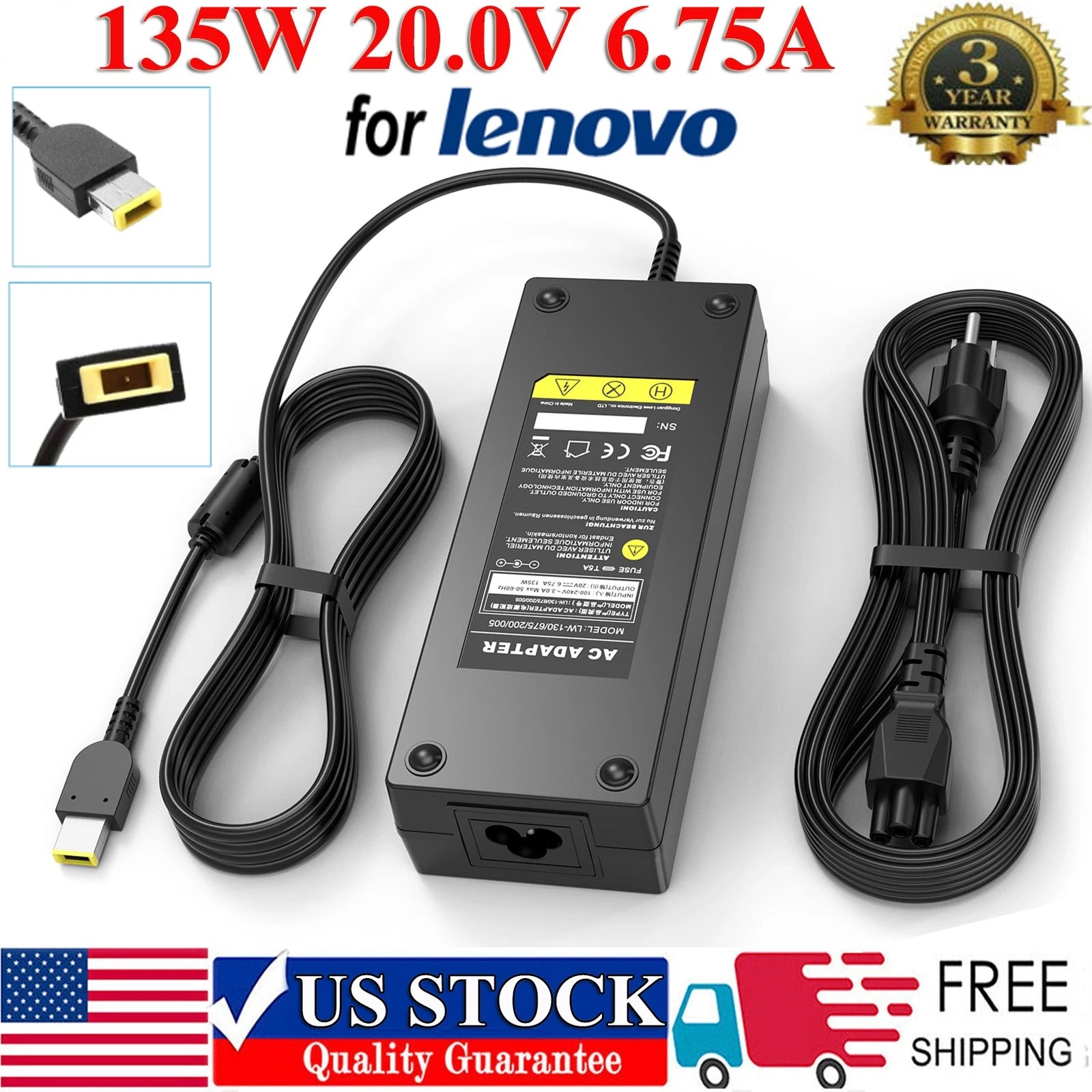 135W 20V 6.75A AC Adapter Charger for Lenovo X1 Extreme ThinkStation P330 Yoga 9