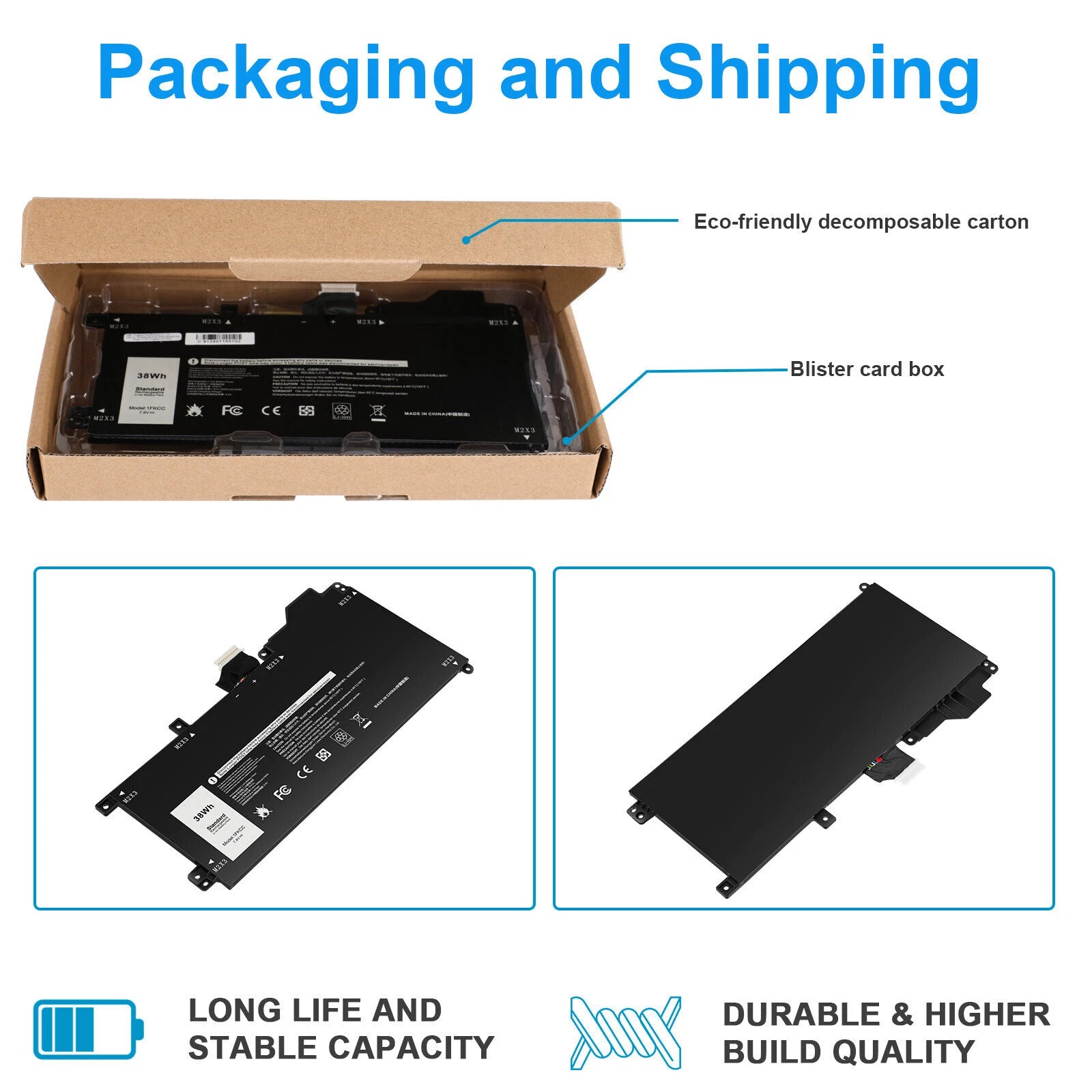 ?New 1FKCC Battery For Dell Latitude 7200 7210 2-IN-1 KWWW4 D9J00 9NTKM Series