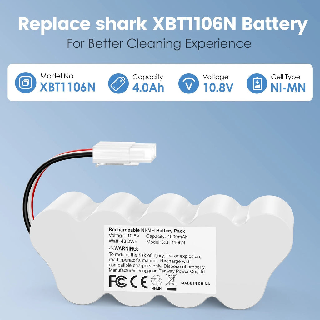 1/2x 4000mah Battery for Shark 10.8V Ni-Mh Battery XBT1106N SV1110 SV1106N US