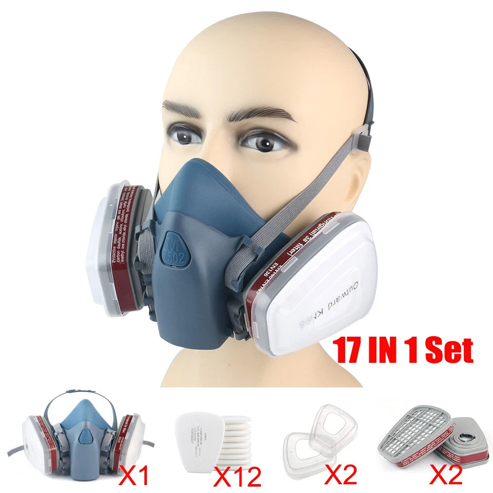17 in1 Half Face Gas Mask Facepiece Spray Painting Respirator Safety Suit F 7502