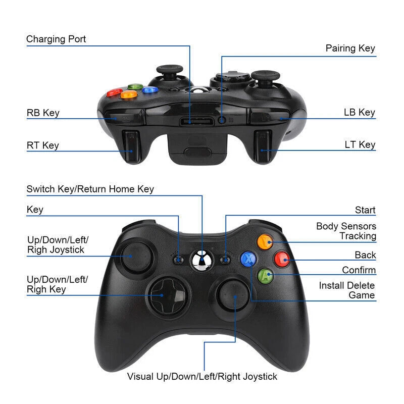 Wireless Game Controller Gamepad for Microsoft XBOX 360 & PC Windows 10 8 7