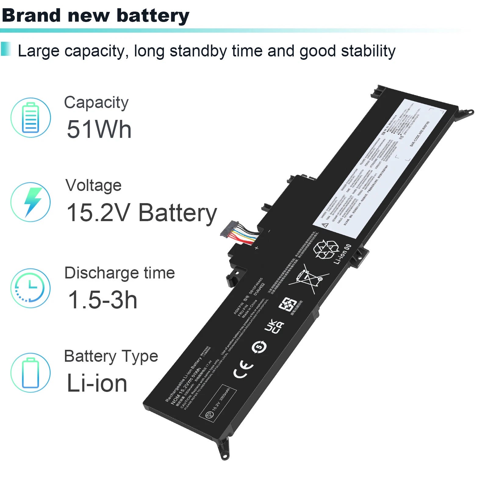 01AV432 Battery 51Wh for Lenovo ThinkPad X380 Yoga 260 370 X380 00HW027 01AV433
