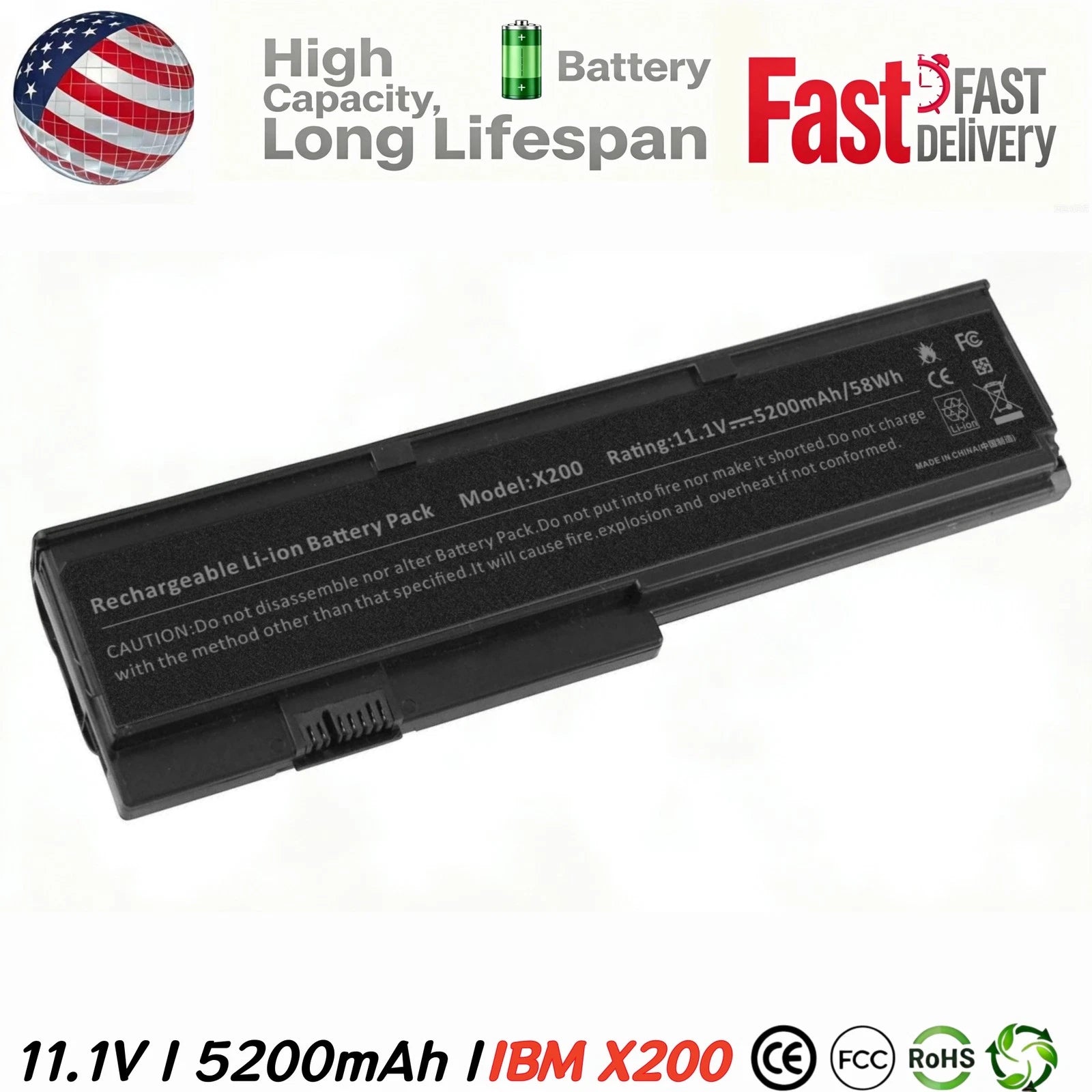 Battery For IBM Lenovo ThinkPad X200 X200s X201 X201i Series 42T4650 42T4534