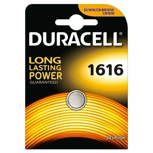 1 x 1616 Duracell Coin Cell Battery - Lithium 3V - (CR1616, DL1616, ECR1616, YA)