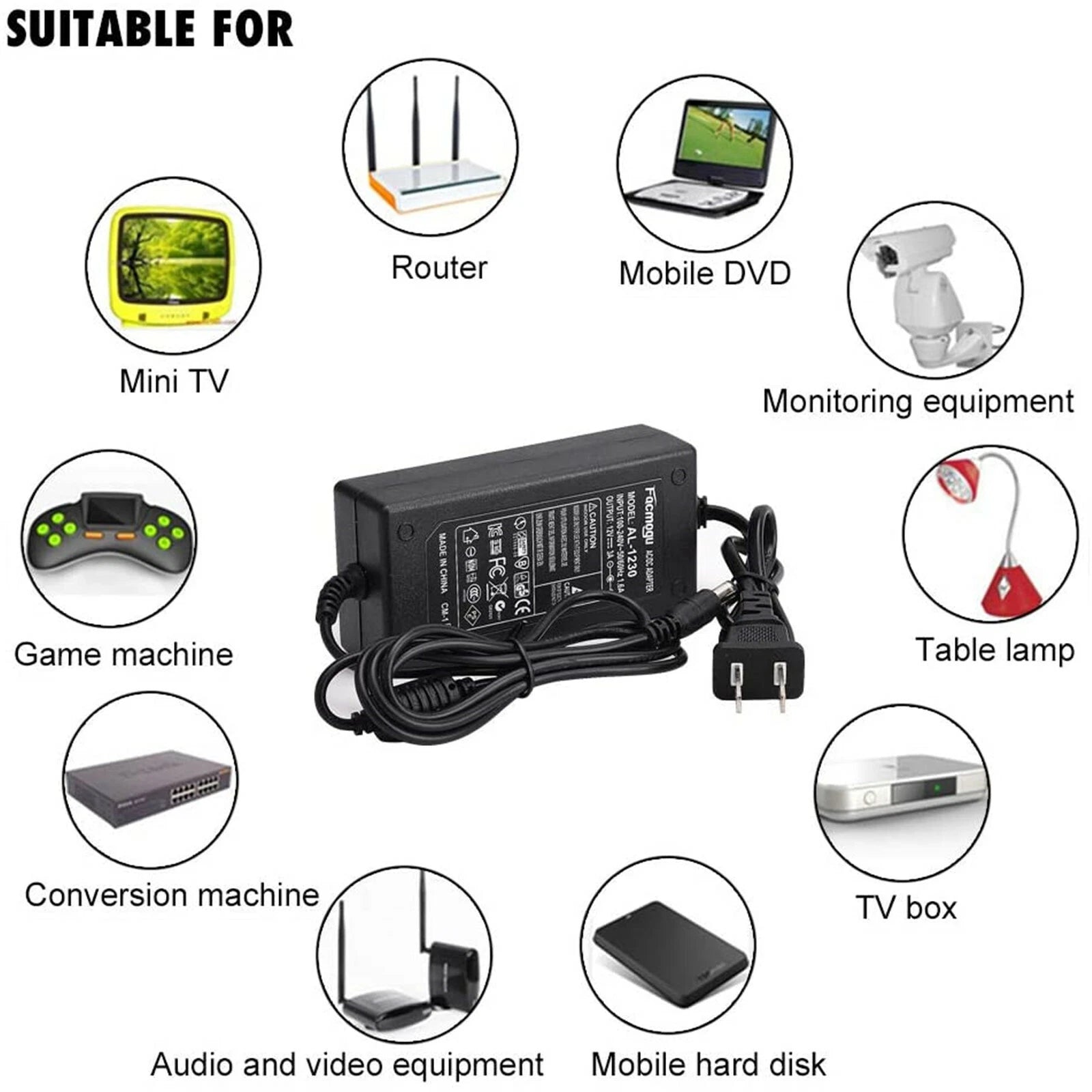 12V 5A AC Power Supply Cord Adapter for iMax B5 B6 LiPo Balance Battery Charger