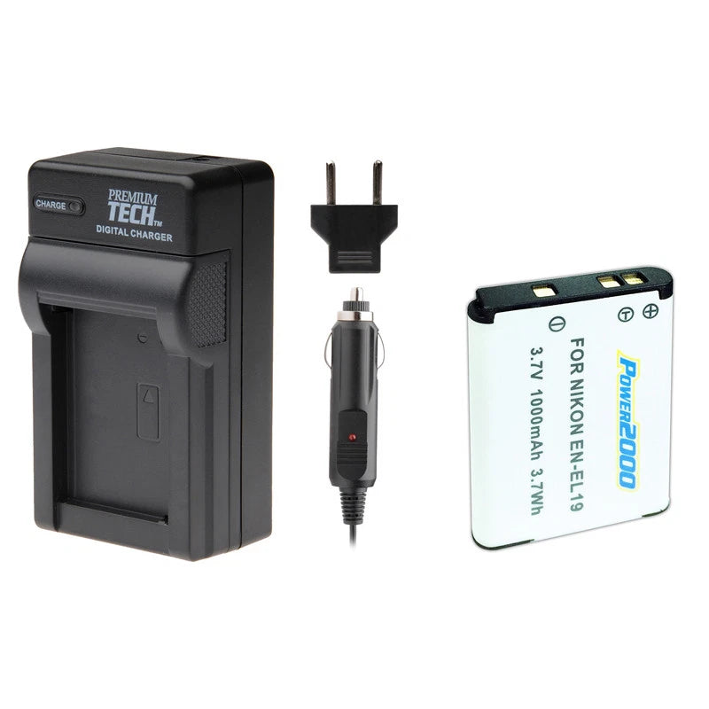 EN-EL19 Battery + Charger for Nikon S3400, S7000, S5300, S6800, W100, A300