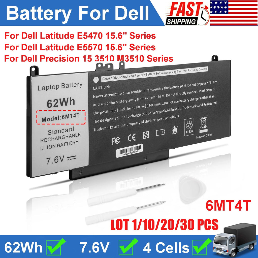 ?LOT 1-30 6MT4T 62WH Battery For Dell Latitude E5470 E5570 15.6 inch 7V69Y 79VRK