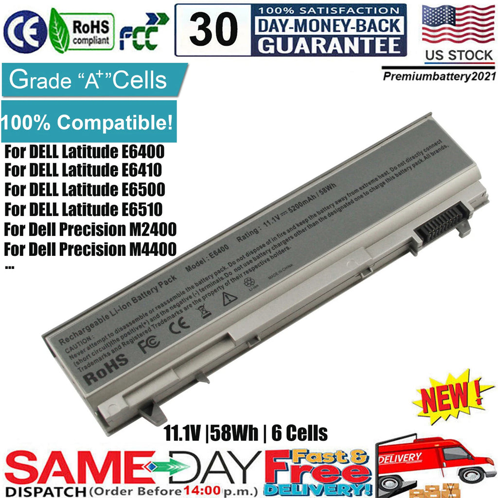 ?Battery For Dell Latitude E6400 E6410 E6500 E6510 Precision M2400 M4400 PT434