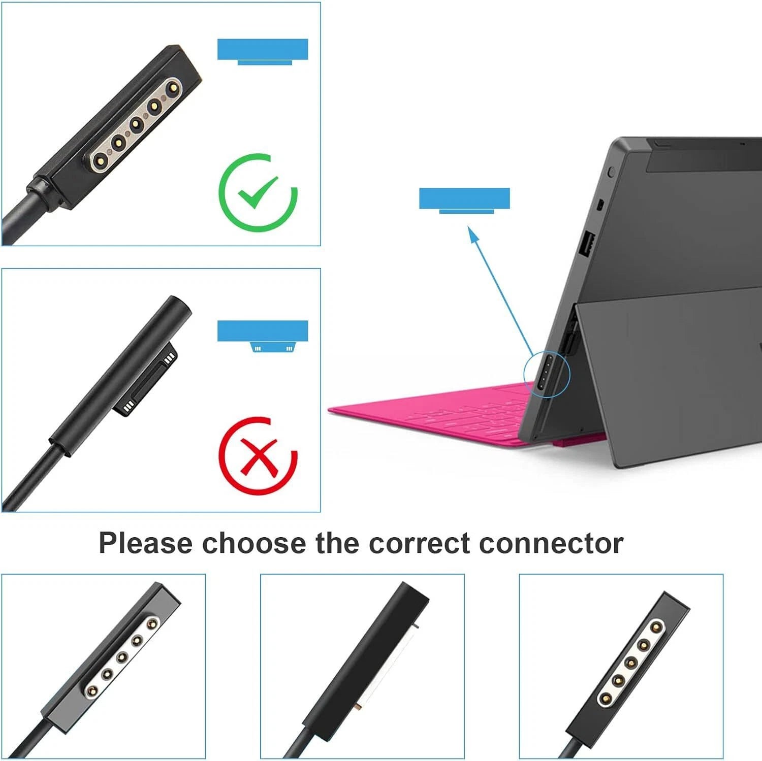 Charger For Microsoft Surface Pro 9 8 X 7 6 5 4 3 2 1 Laptop RT1/2 Power Adapter