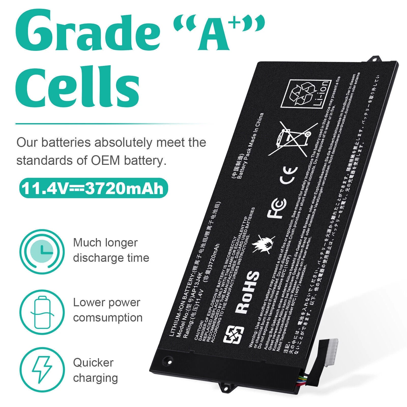 AP13J4K Battery for Acer Chromebook 11.6" C720 C740 C720-2848 14 CB3-431 F