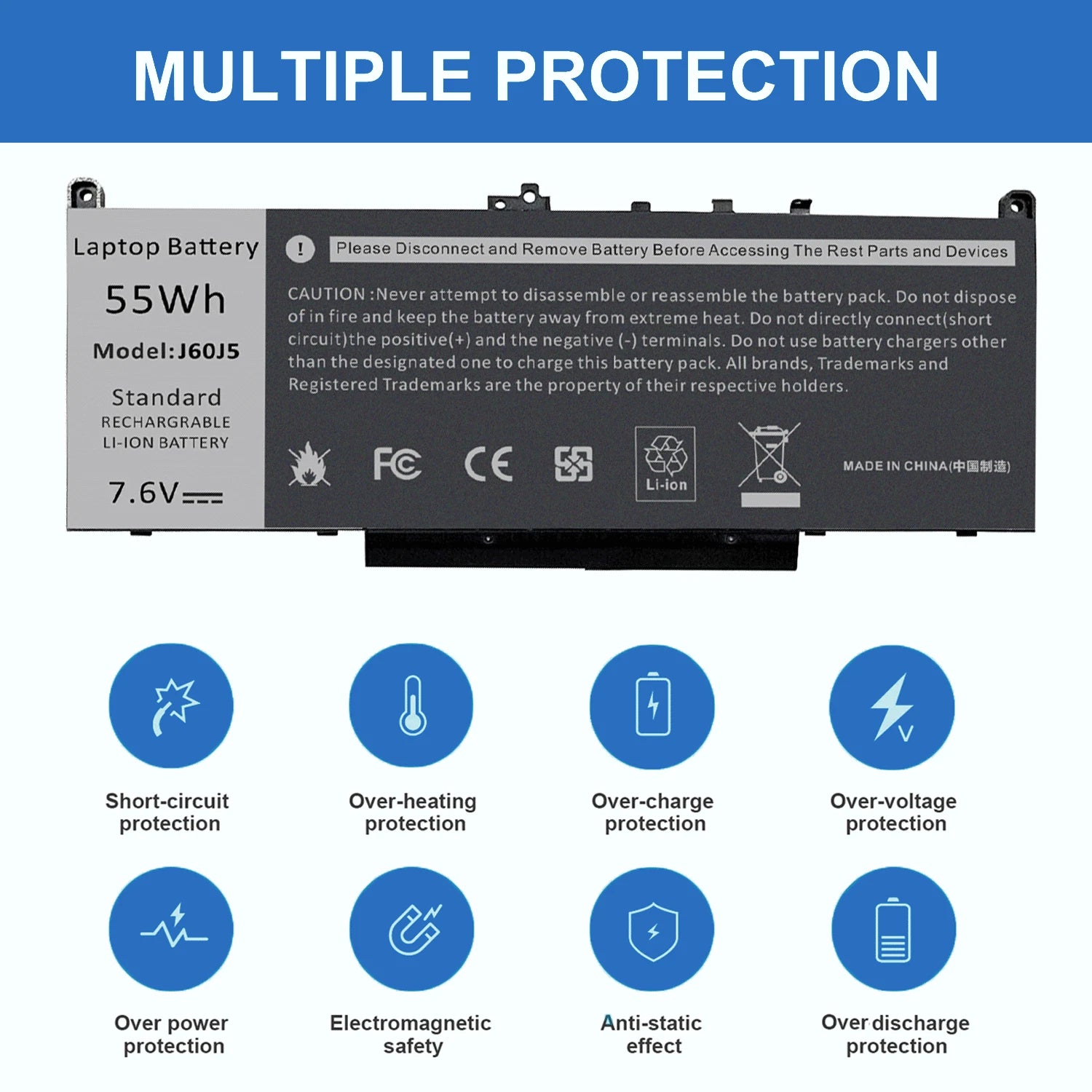 ?J60J5/7CJRC Battery For Dell Latitude E7270 E7470 7470 7270 MC34Y /Charger
