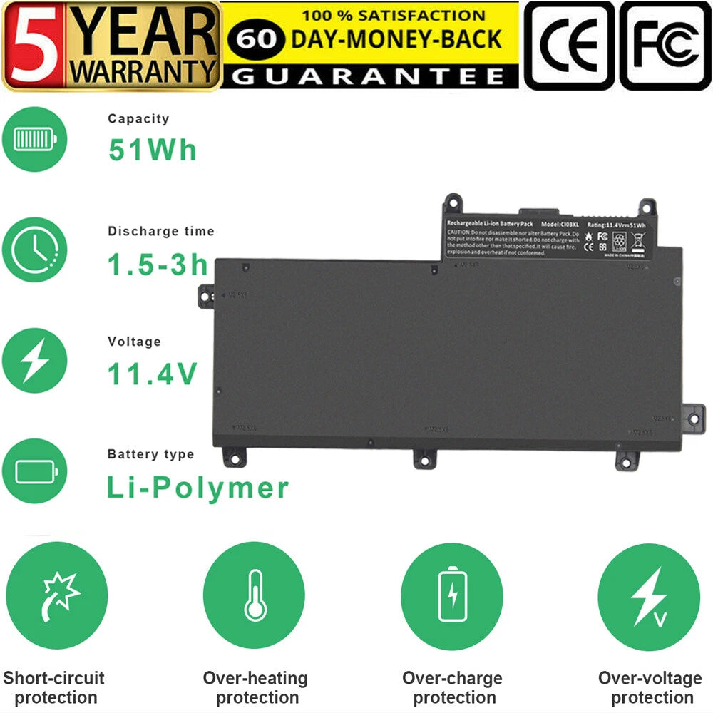Spare 801554-001 Battery for HP CI03XL ProBook 640 G3 645 G3 650 G3 655 G3 Fast