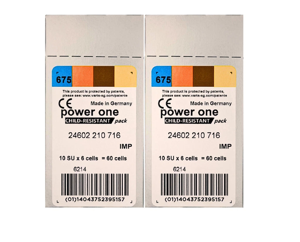 120 Cochlear Implant plus Hearing Aid Batteries by Powerone P675 675