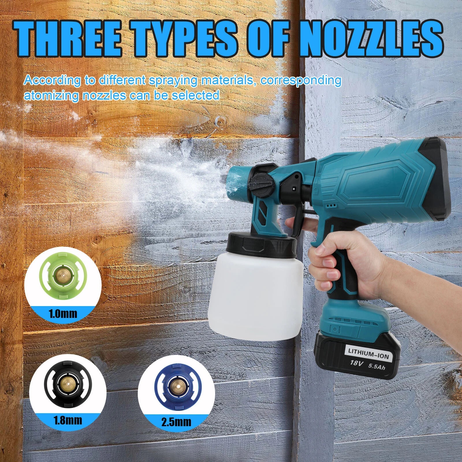 Electric High Pressure Cordless Paint Airless Sprayer With 2 Batteries Spray Gun