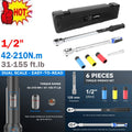 1/2" 42-210Nm Torque Wrench W/ Socket 17/19/21mm For Car Bicycle Adjustable 2026