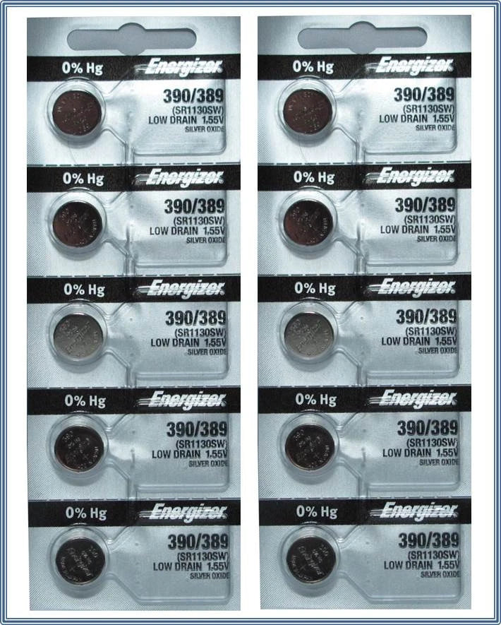 10 (2 x 5) Energizer 390 389 SR1130SW SR1130W Button Cell Silver Oxide Battery