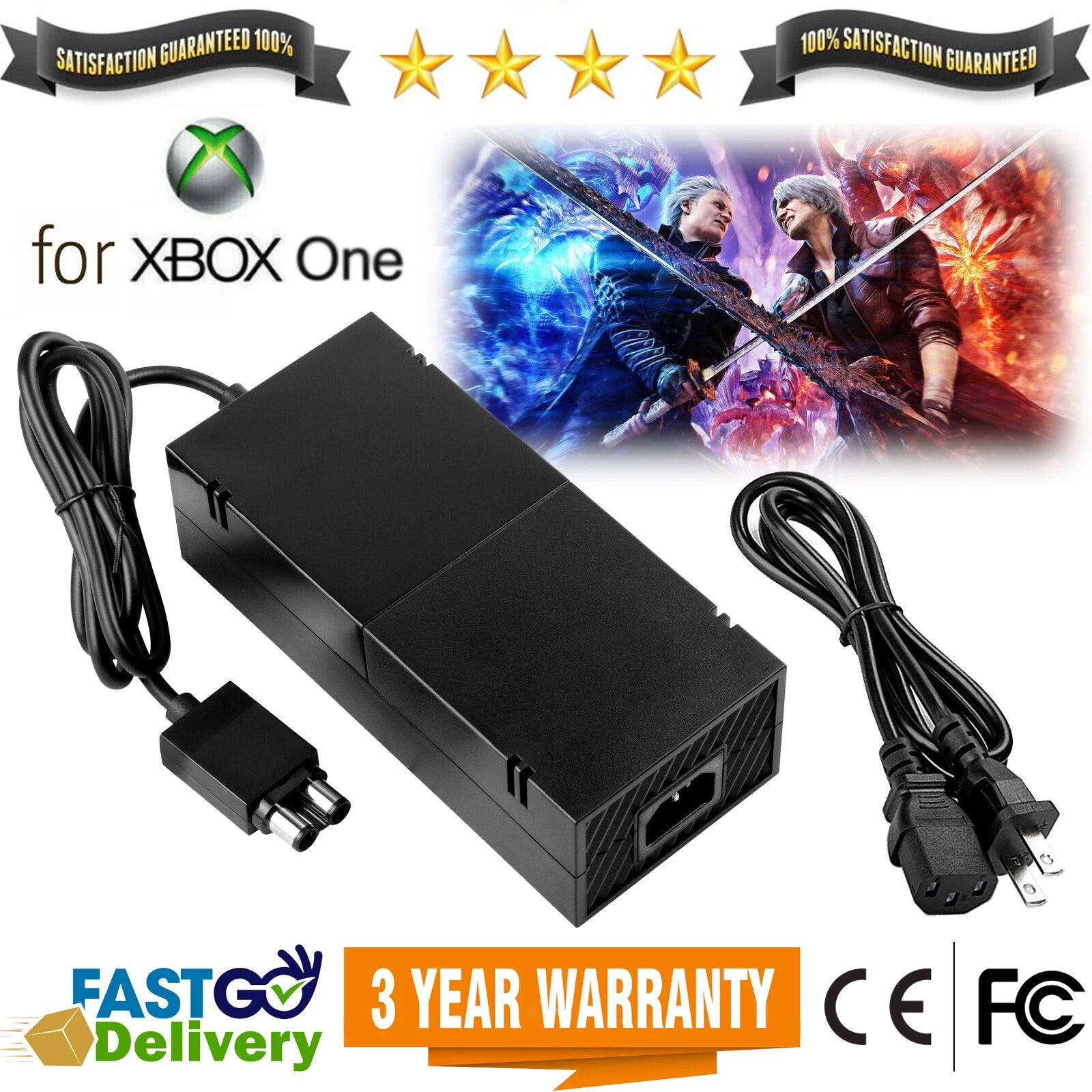 Newest Microsoft Xbox One Console Power Supply Cord Brick Charger Power Adapter